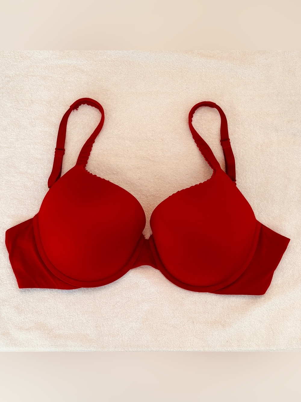Victoria's Secret 38C T-shirt Push Up Full Coverage Bra Red Convertible Straps